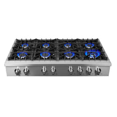 Forno Lseo 48-Inch Gas Range top, 8 Burners, Griddle in Stainless Steel - FCTGS5737-48 - The Home Selection