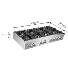 Forno Lseo 48-Inch Gas Range top, 8 Burners, Griddle in Stainless Steel - FCTGS5737-48 - The Home Selection