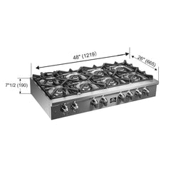 Forno Spezia 48-Inch Cooktop, 8 Burners. Wok Ring and Grill/Griddle in Stainless Steel - FCTGS5751-48 - The Home Selection