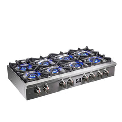 Forno Spezia 48-Inch Cooktop, 8 Burners. Wok Ring and Grill/Griddle in Stainless Steel - FCTGS5751-48 - The Home Selection