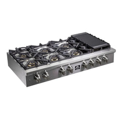 Forno Spezia 48-Inch Cooktop, 8 Burners. Wok Ring and Grill/Griddle in Stainless Steel - FCTGS5751-48 - The Home Selection
