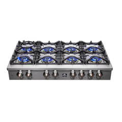 Forno Spezia 48-Inch Cooktop, 8 Burners. Wok Ring and Grill/Griddle in Stainless Steel - FCTGS5751-48 - The Home Selection