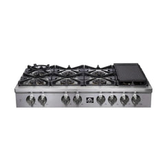 Forno Spezia 48-Inch Cooktop, 8 Burners. Wok Ring and Grill/Griddle in Stainless Steel - FCTGS5751-48 - The Home Selection