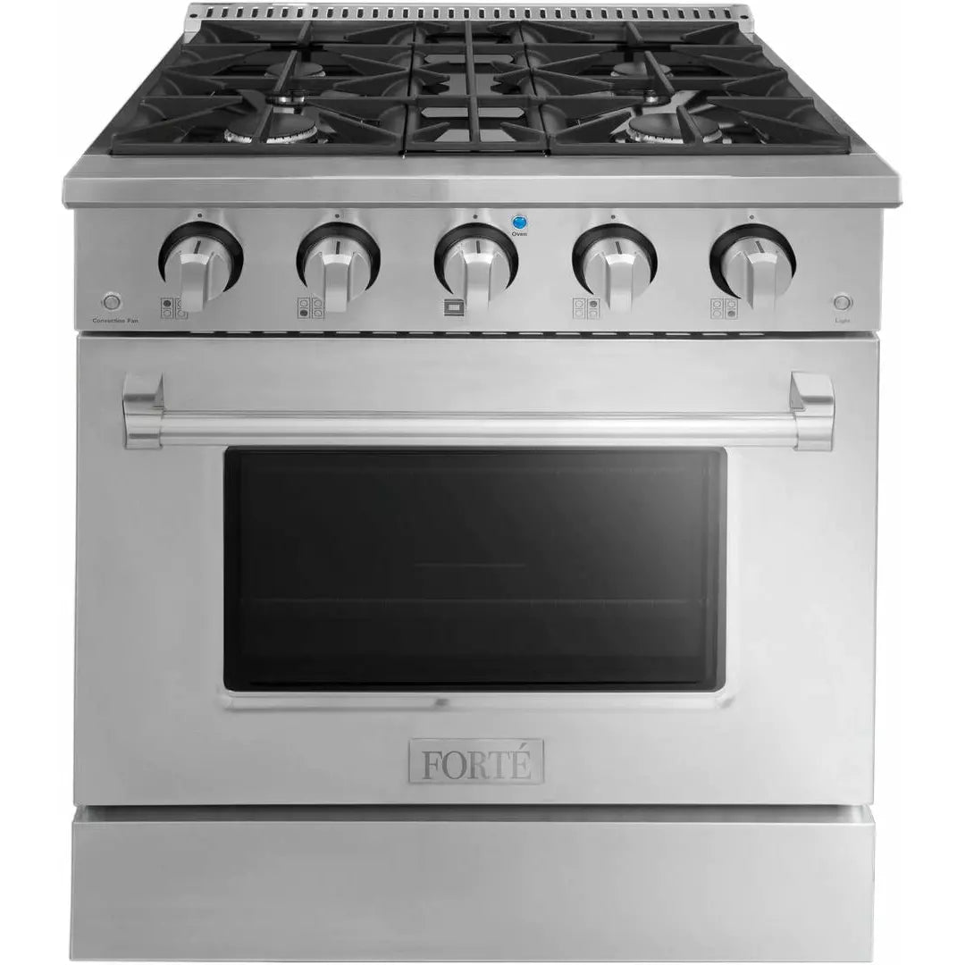 Forte 30" Freestanding All Gas Range - 4 Sealed Italian Made Burners, 3.53 cu. ft. Oven, Easy Glide Oven Racks - in Stainless Steel And Stainless Steel Knob (FGR304BSS)
