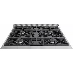 Forte 30" Freestanding All Gas Range - 4 Sealed Italian Made Burners, 3.53 cu. ft. Oven, Easy Glide Oven Racks - in Stainless Steel with Black Door And Blue Knob (FGR304BBB3)