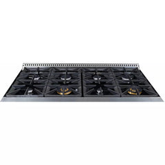 Forte 48" Freestanding All Gas Range - 8 Sealed Italian Made Burners, 5.53 cu. ft. Oven & Griddle - in Stainless Steel With Brass Knob (FGR488BSS4)