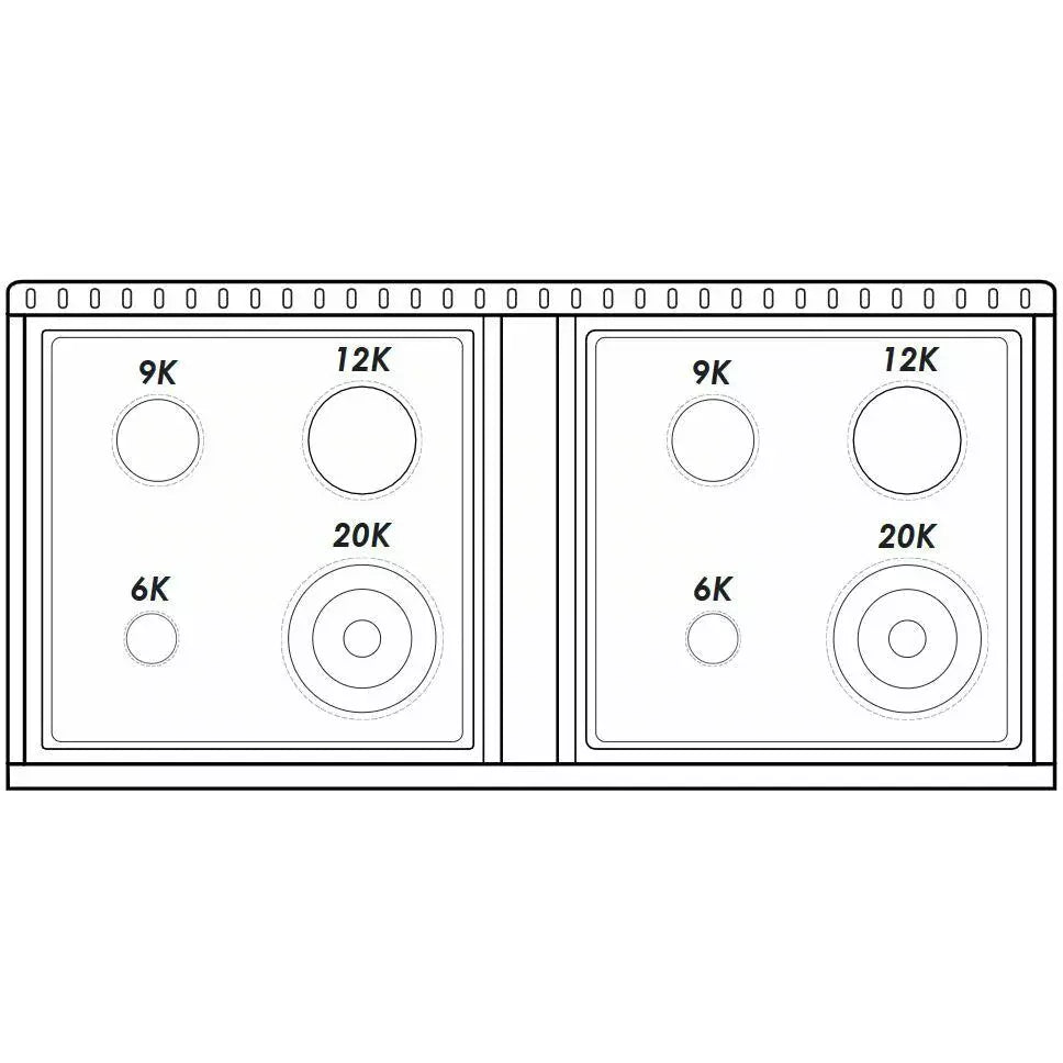 Forte 48" Freestanding All Gas Range - 8 Sealed Italian Made Burners, 5.53 cu. ft. Oven & Griddle - in Stainless Steel With Burgundy Door And Brass Knob (FGR488BBG4)