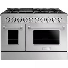 Forte 48" Freestanding All Gas Range - 8 Sealed Italian Made Burners, 5.53 cu. ft. Oven & Griddle - in Stainless Steel With Stainless Steel Knob (FGR488BSS1)