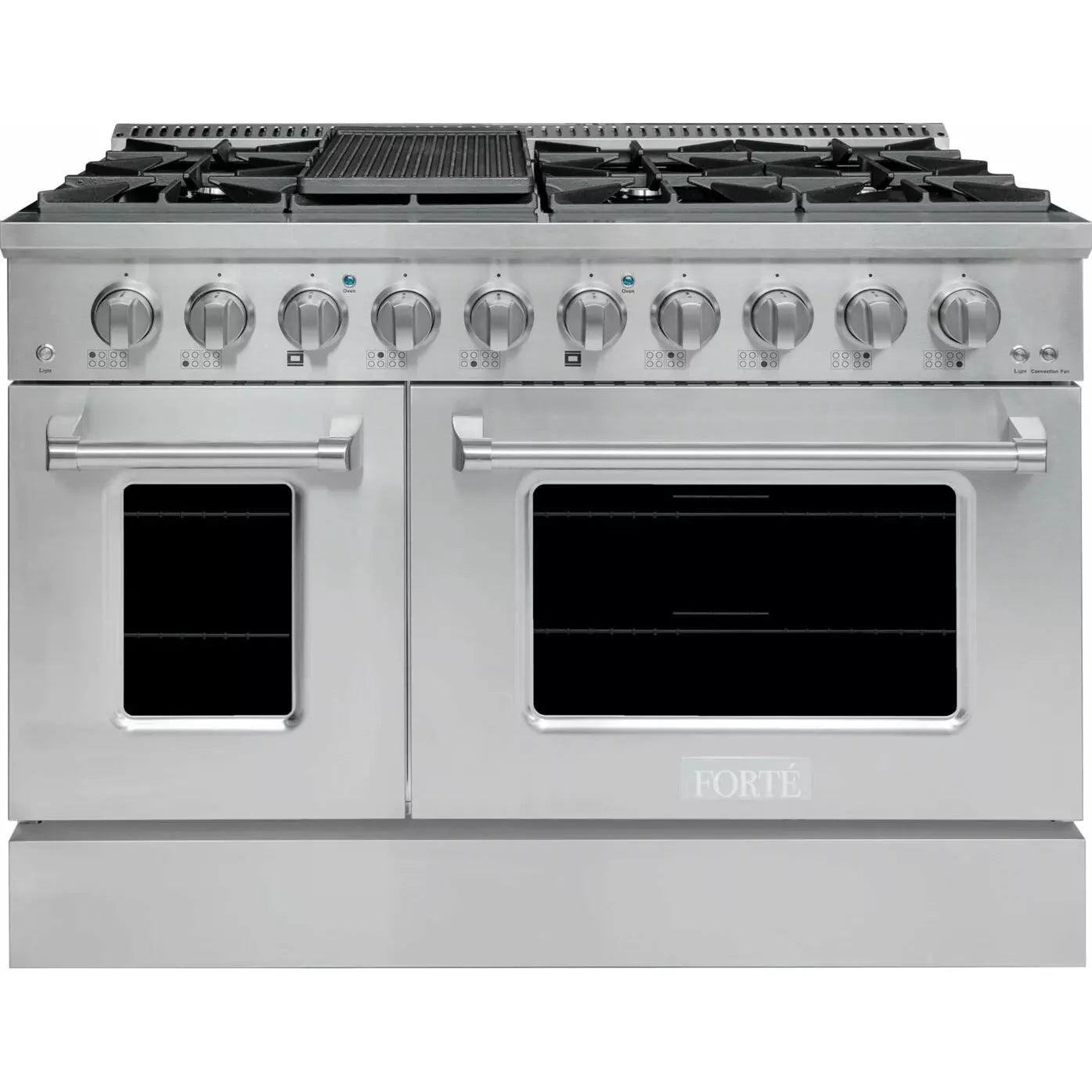 Forte 48" Freestanding All Gas Range - 8 Sealed Italian Made Burners, 5.53 cu. ft. Oven & Griddle - in Stainless Steel With Stainless Steel Knob (FGR488BSS1)