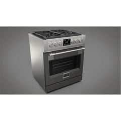 Fulgor Milano 30" Freestanding Dual Fuel Pro Range with 4 18,000-BTU Burners, Stainless Steel - F6PDF304S1 - The Home Selection
