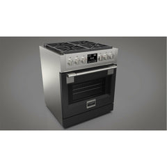 Fulgor Milano 30" Freestanding Dual Fuel Pro Range with 4 18,000-BTU Burners, Stainless Steel - F6PDF304S1 - The Home Selection