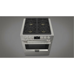 Fulgor Milano 30" Freestanding Dual Fuel Pro Range with 4 18,000-BTU Burners, Stainless Steel - F6PDF304S1 - The Home Selection