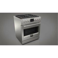 Fulgor Milano 30" Freestanding Dual Fuel Pro Range with 4 18,000-BTU Burners, Stainless Steel - F6PDF304S1 - The Home Selection