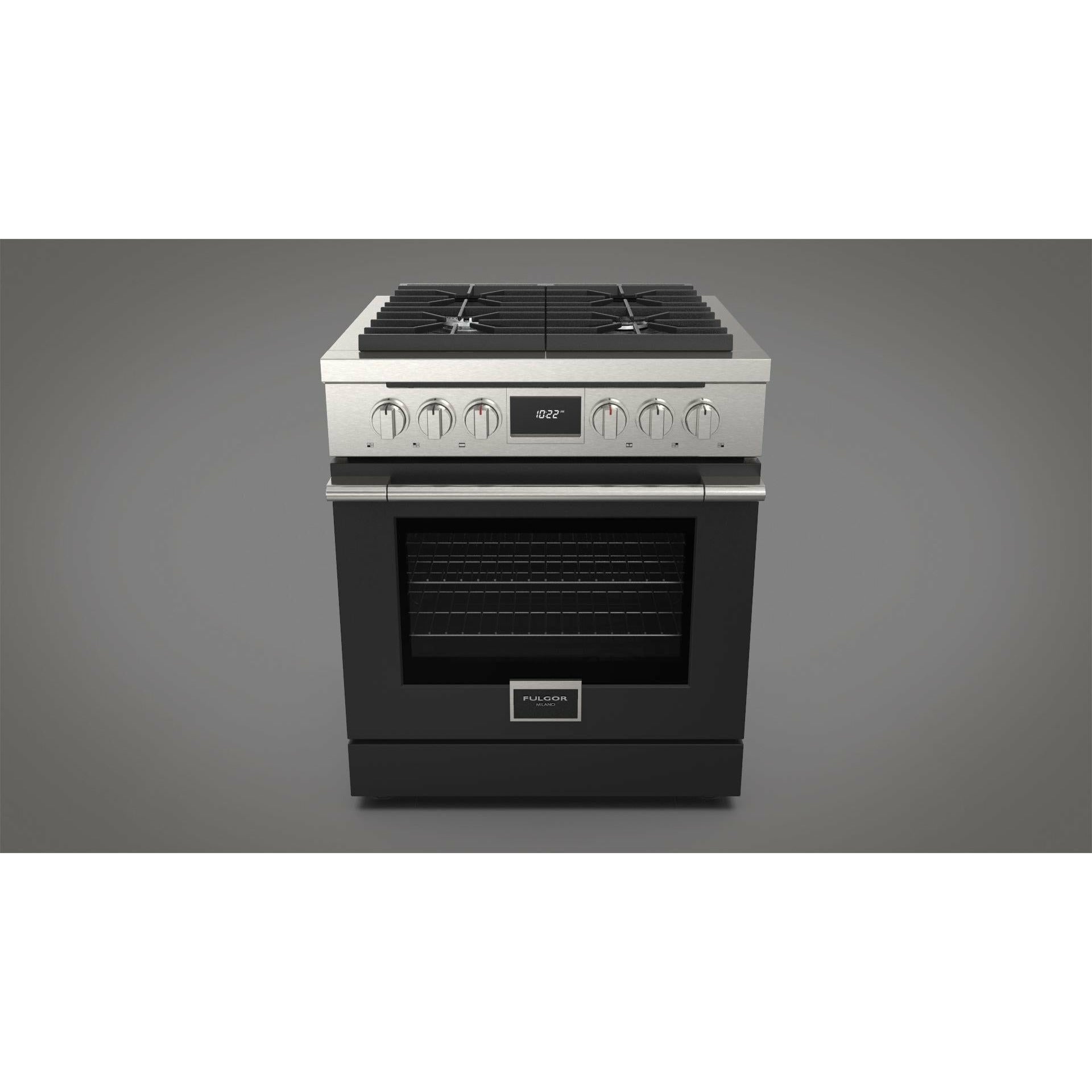 Fulgor Milano 30" Pro-Style Dual Fuel Range with 4 Sealed Burners, 4.4 Cu. Ft. Capacity w/ Stainless Steel - F4PDF304S1 - The Home Selection