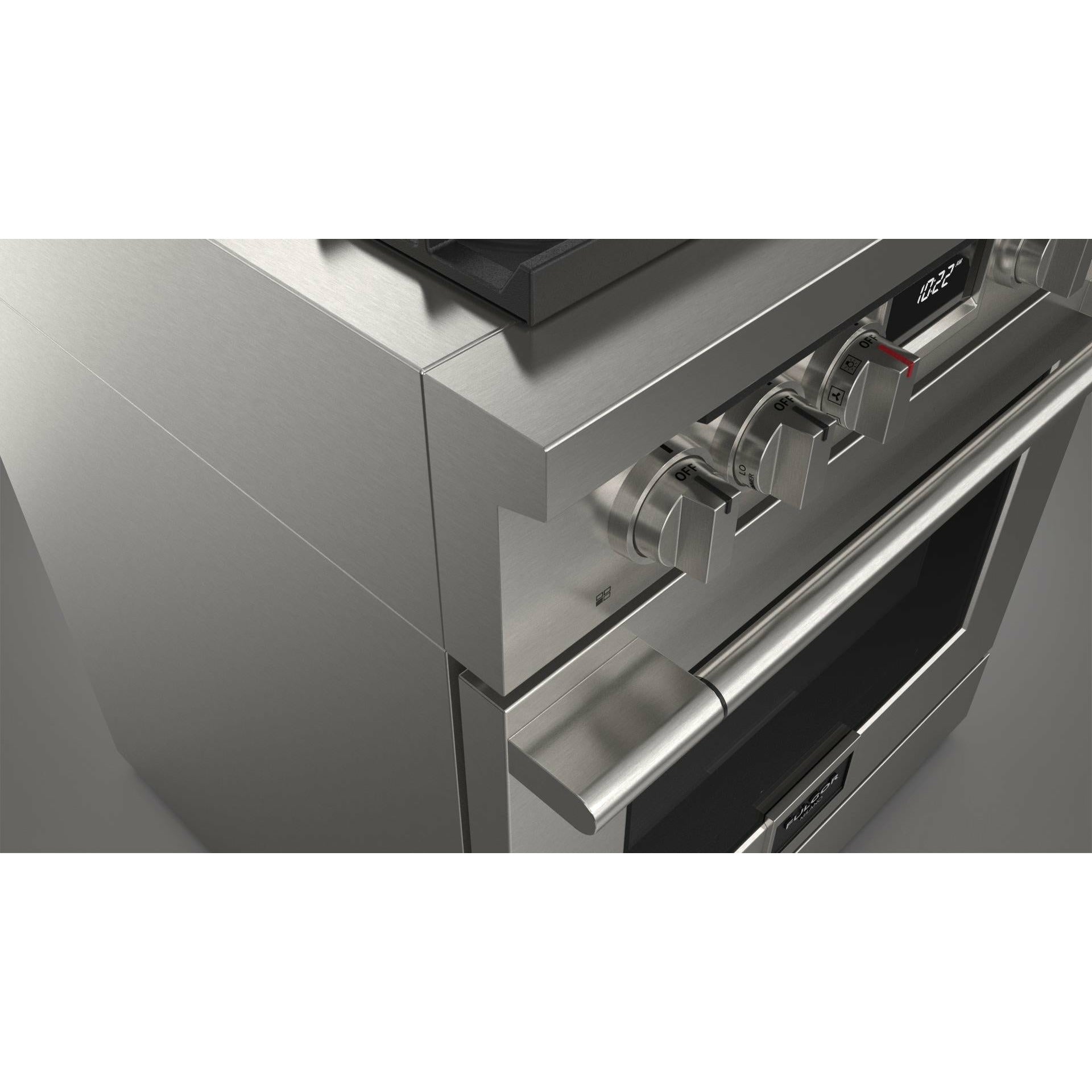 Fulgor Milano 30" Pro-Style Dual Fuel Range with 4 Sealed Burners, 4.4 Cu. Ft. Capacity w/ Stainless Steel - F4PDF304S1 - The Home Selection