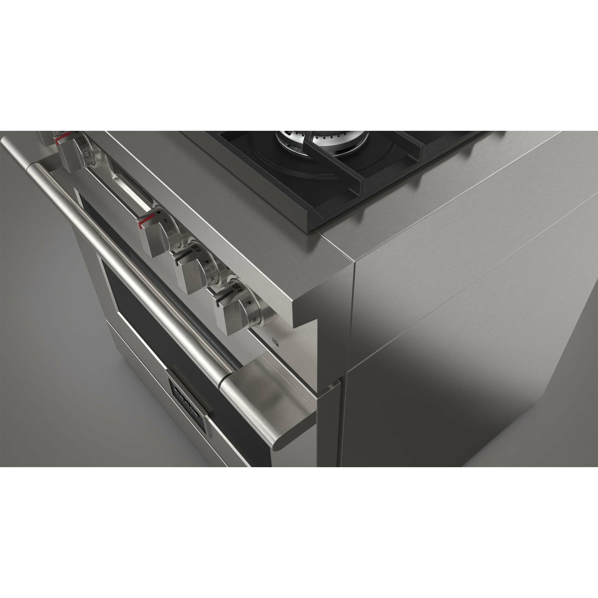 Fulgor Milano 30" Pro-Style Dual Fuel Range with 4 Sealed Burners, 4.4 Cu. Ft. Capacity w/ Stainless Steel - F4PDF304S1 - The Home Selection