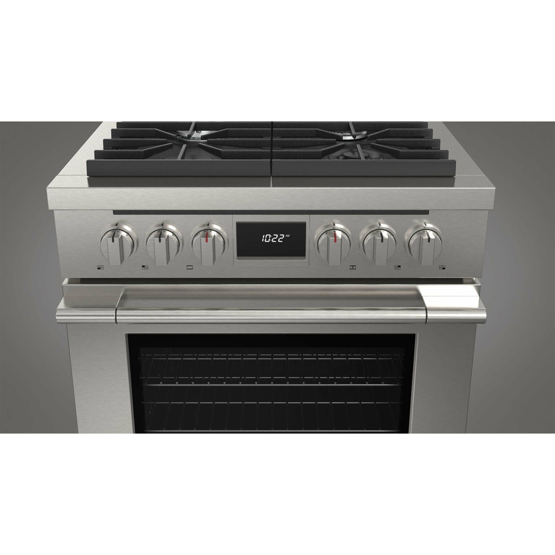 Fulgor Milano 30" Pro-Style Dual Fuel Range with 4 Sealed Burners, 4.4 Cu. Ft. Capacity w/ Stainless Steel - F4PDF304S1 - The Home Selection