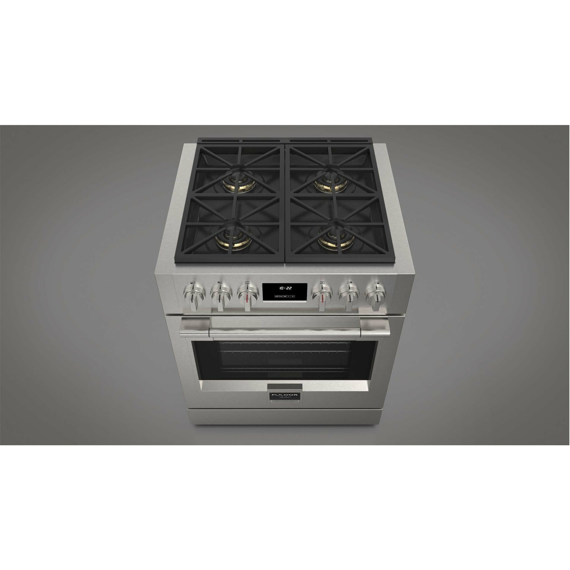 Fulgor Milano 30" Professional All Gas Range with 4 Dual-Flame Burners, 4.4 cu. ft. Capacity w/ Stainless Steel - F6PGR304S2 - The Home Selection