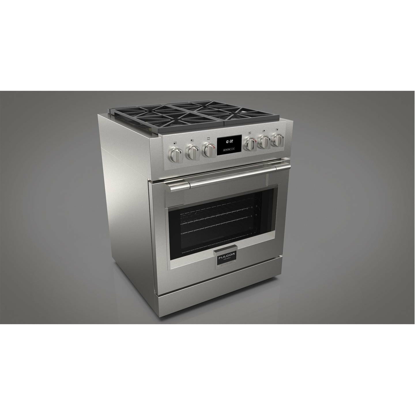 Fulgor Milano 30" Professional All Gas Range with 4 Dual-Flame Burners, 4.4 cu. ft. Capacity w/ Stainless Steel - F6PGR304S2 - The Home Selection