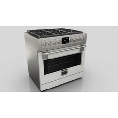 Fulgor Milano 36" Freestanding Dual Pro Fuel Range with Four 18,000 BTU Burners, Stainless Steel - F6PDF366S1 - The Home Selection
