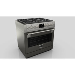 Fulgor Milano 36" Freestanding Dual Pro Fuel Range with Four 18,000 BTU Burners, Stainless Steel - F6PDF366S1 - The Home Selection