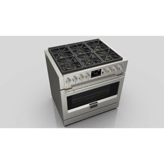Fulgor Milano 36" Freestanding Dual Pro Fuel Range with Four 18,000 BTU Burners, Stainless Steel - F6PDF366S1 - The Home Selection