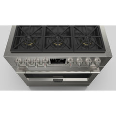 Fulgor Milano 36" Freestanding Dual Pro Fuel Range with Four 18,000 BTU Burners, Stainless Steel - F6PDF366S1 - The Home Selection