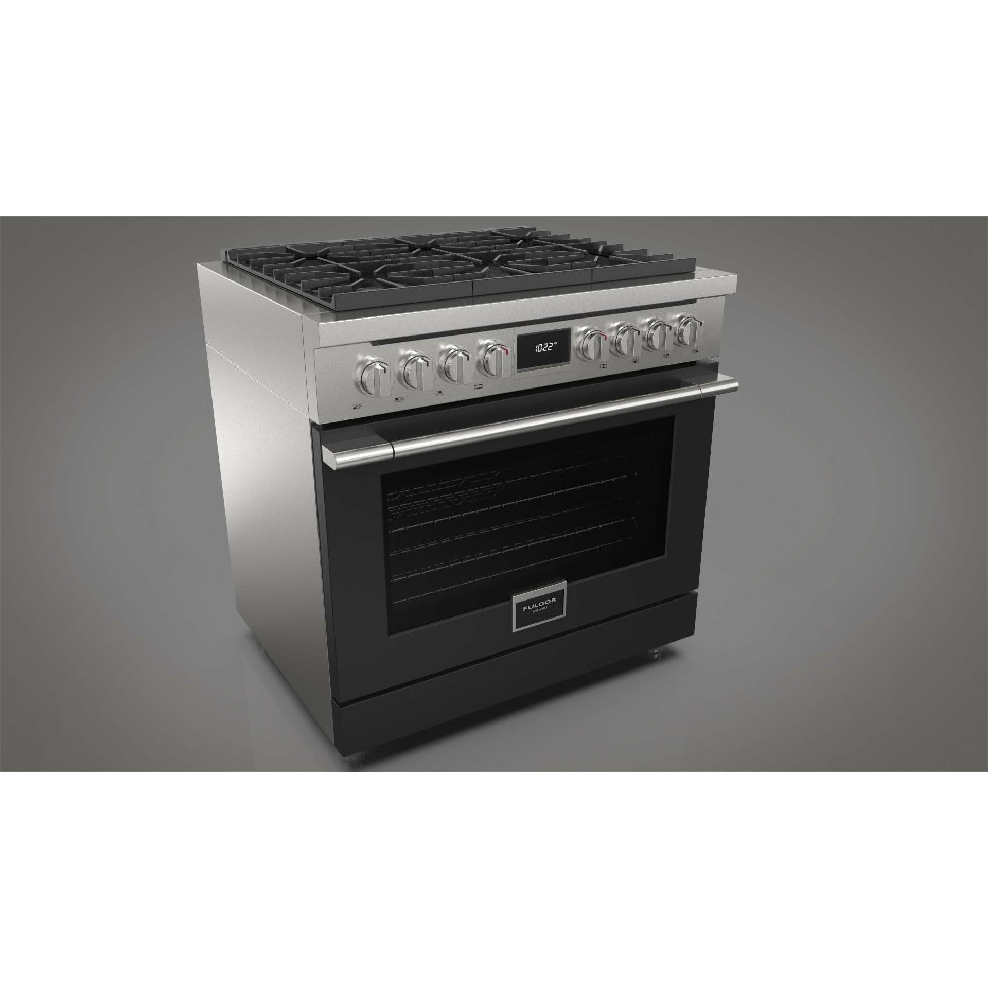Fulgor Milano 36" Pro-Style Dual Fuel Range with 5.7 Cu. Ft. Capacity, Stainless Steel - F4PDF366S1 - The Home Selection