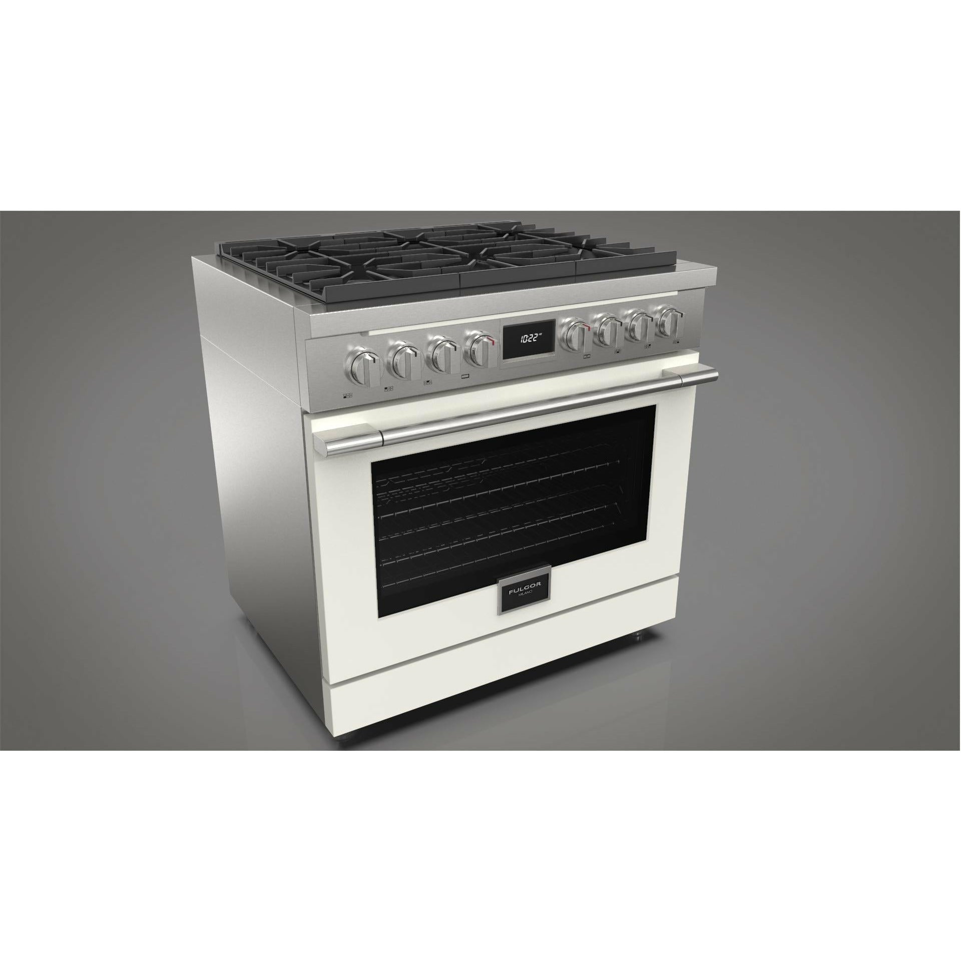 Fulgor Milano 36" Pro-Style Dual Fuel Range with 5.7 Cu. Ft. Capacity, Stainless Steel - F4PDF366S1 - The Home Selection