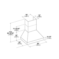 Fulgor Milano 36" Wall Mount Range Hood with 1,000 CFM Blower, Stainless Steel - F6PC36DS1 - The Home Selection