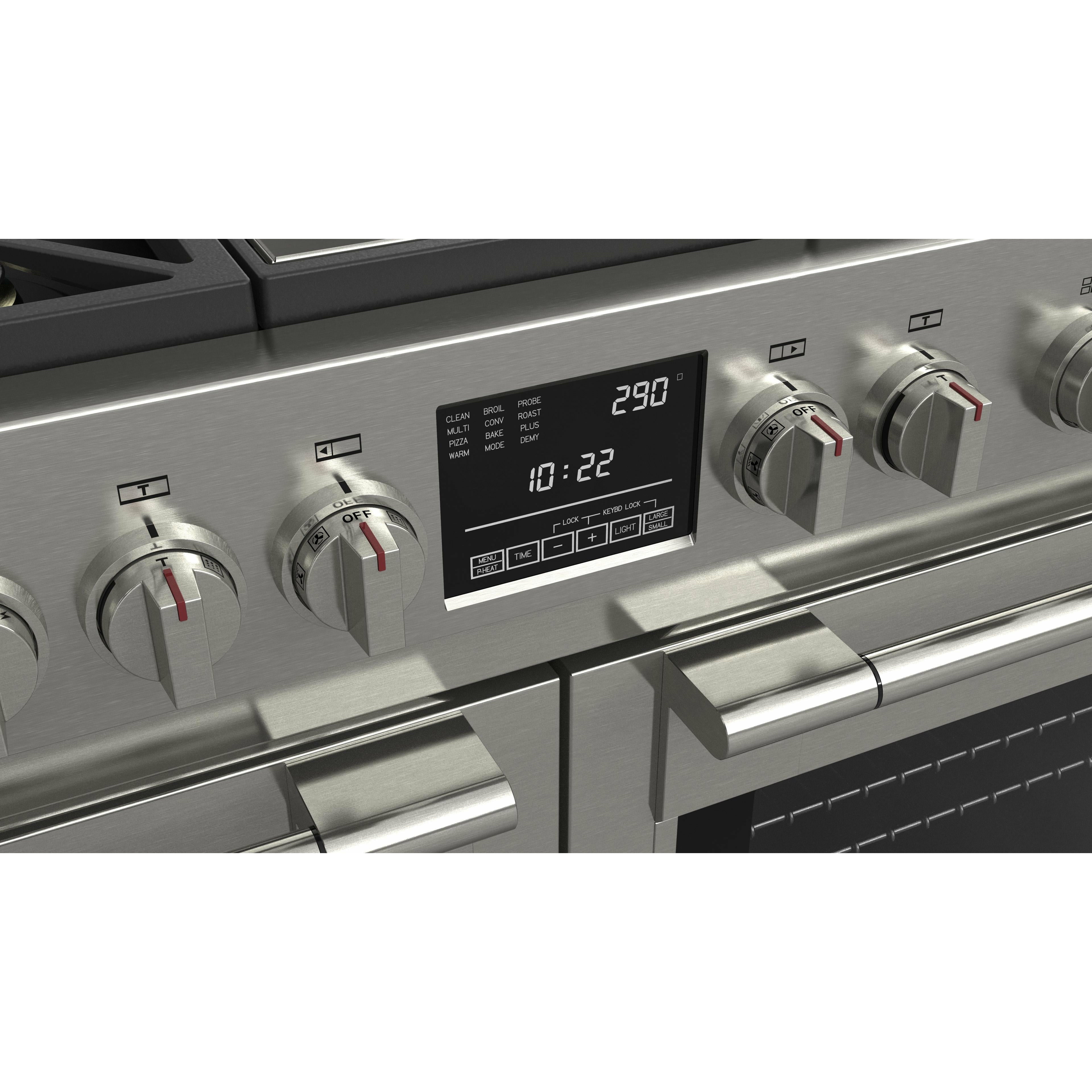 Fulgor Milano 48" Dual Fuel Professional Range with 6 Dual Flame Burners, 6.5 Cu. Ft. Total Capacity Stainless Steel - F6PDF486GS1 - The Home Selection