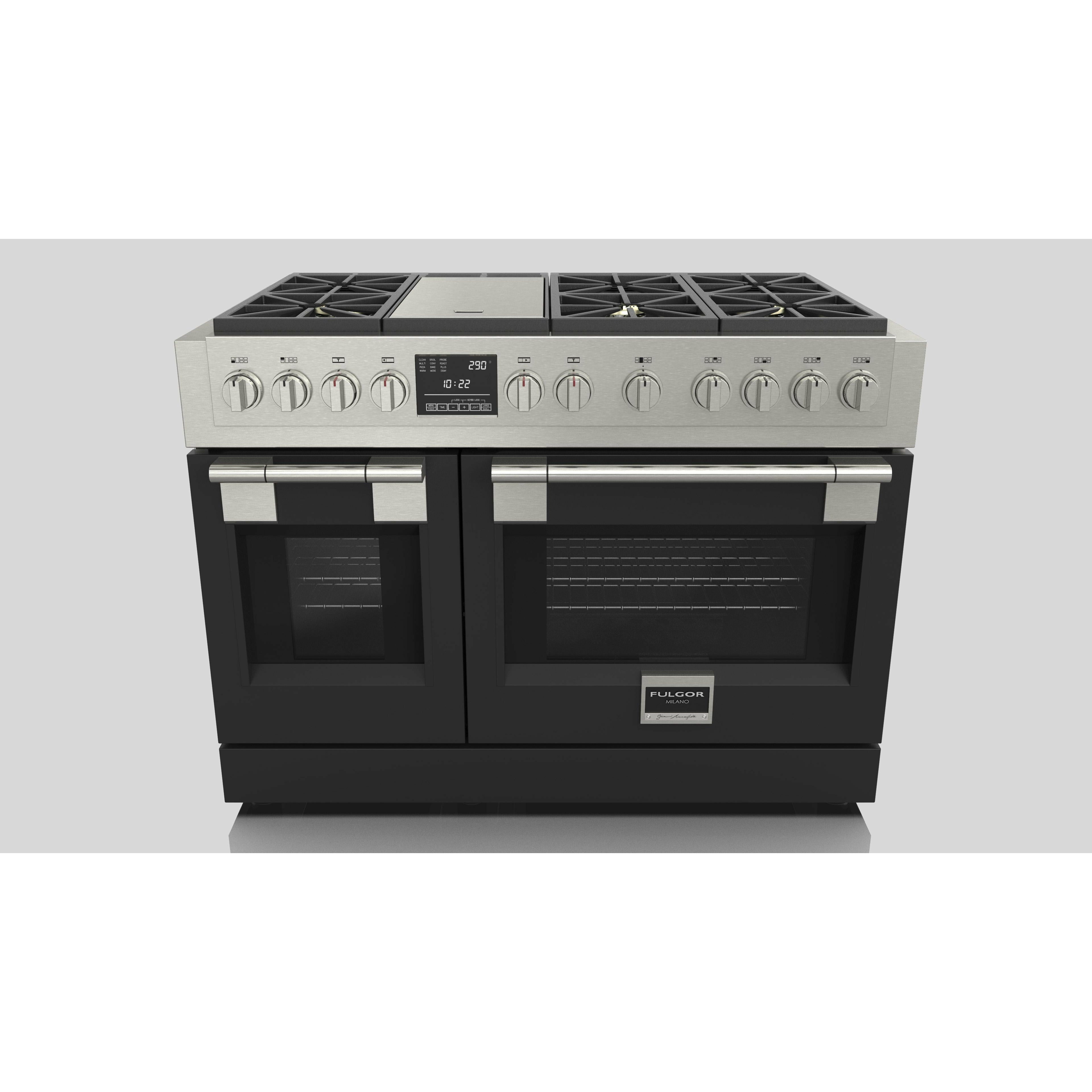 Fulgor Milano 48" Dual Fuel Professional Range with 6 Dual Flame Burners, 6.5 Cu. Ft. Total Capacity Stainless Steel - F6PDF486GS1 - The Home Selection