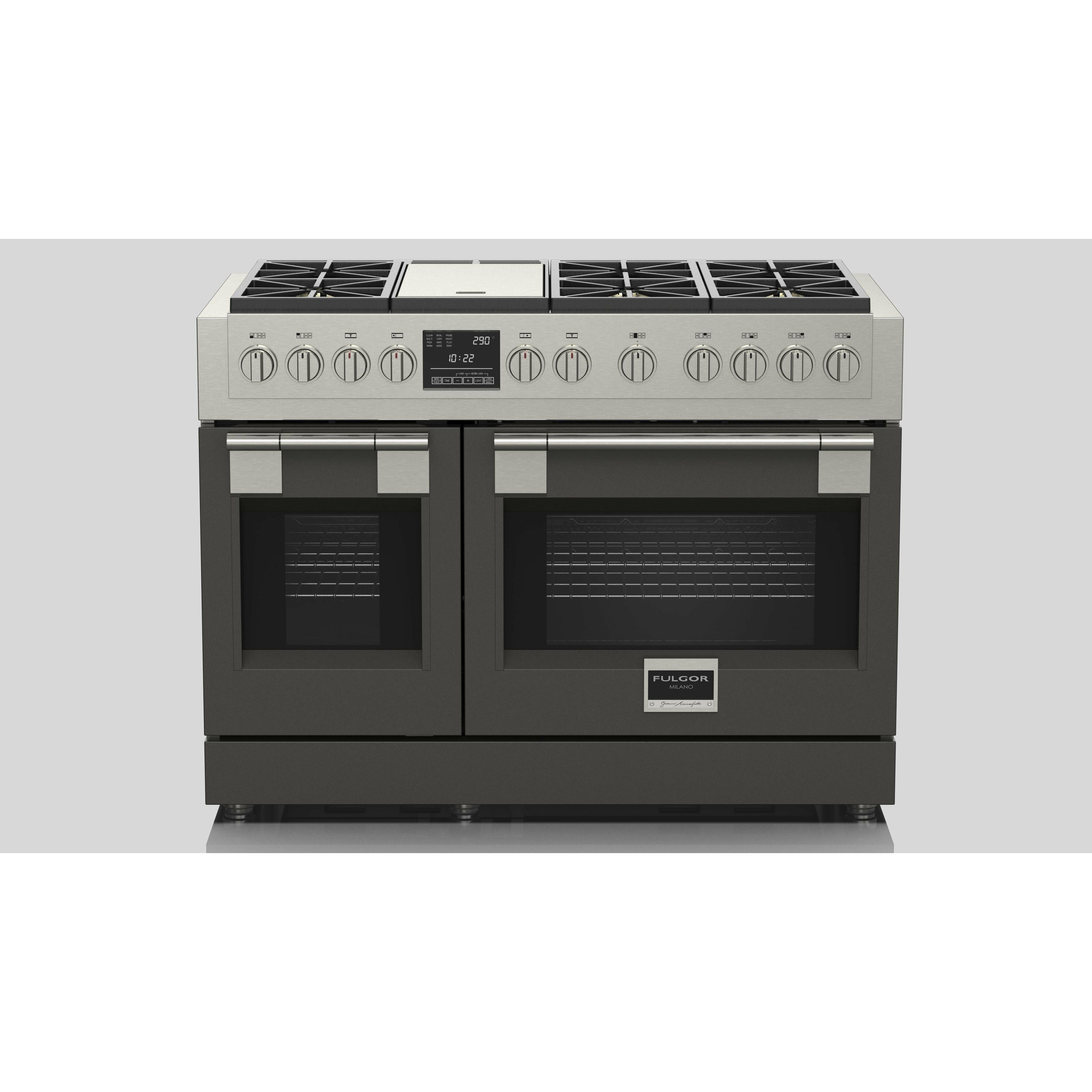 Fulgor Milano 48" Dual Fuel Professional Range with 6 Dual Flame Burners, 6.5 Cu. Ft. Total Capacity Stainless Steel - F6PDF486GS1 - The Home Selection