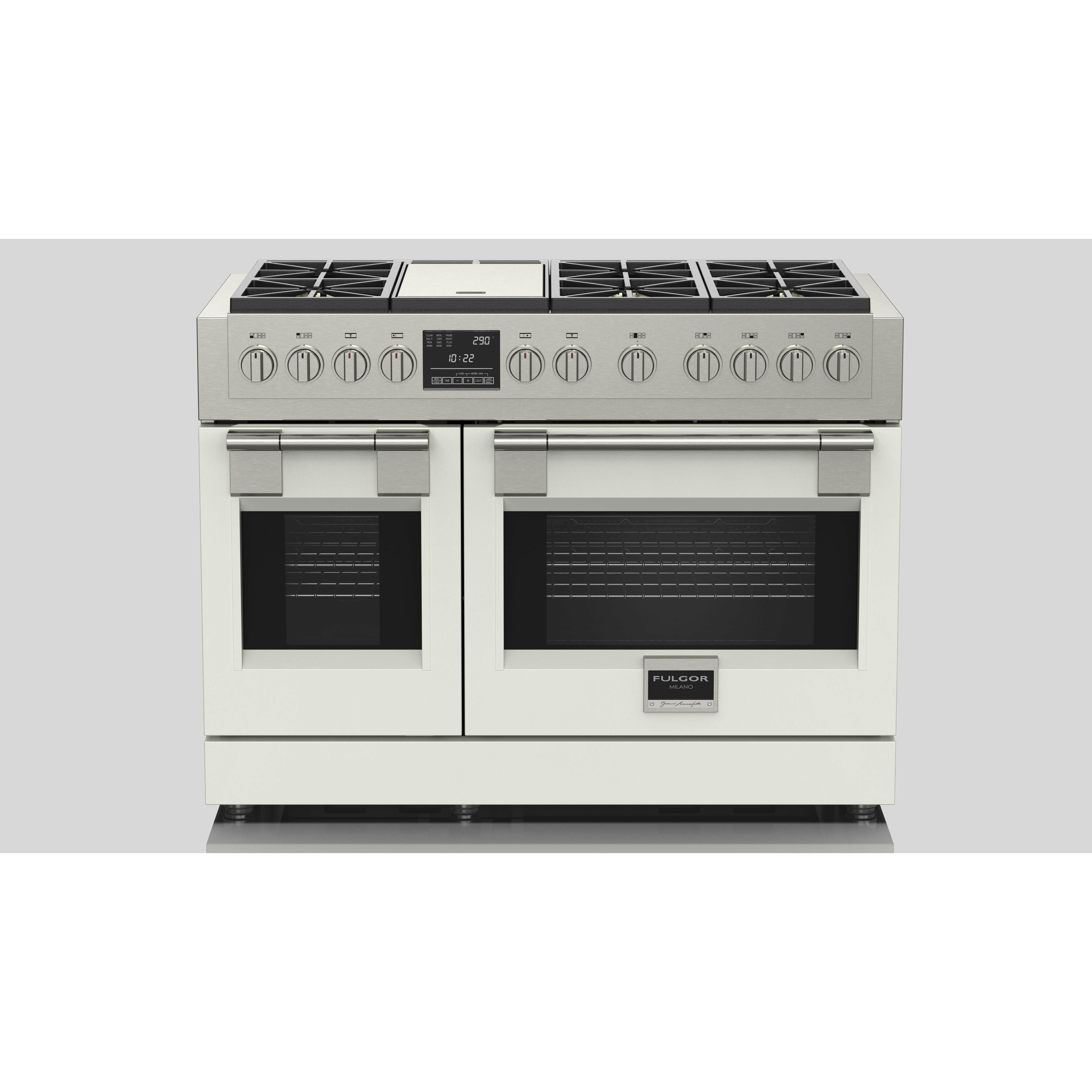 Fulgor Milano 48" Dual Fuel Professional Range with 6 Dual Flame Burners, 6.5 Cu. Ft. Total Capacity Stainless Steel - F6PDF486GS1 - The Home Selection