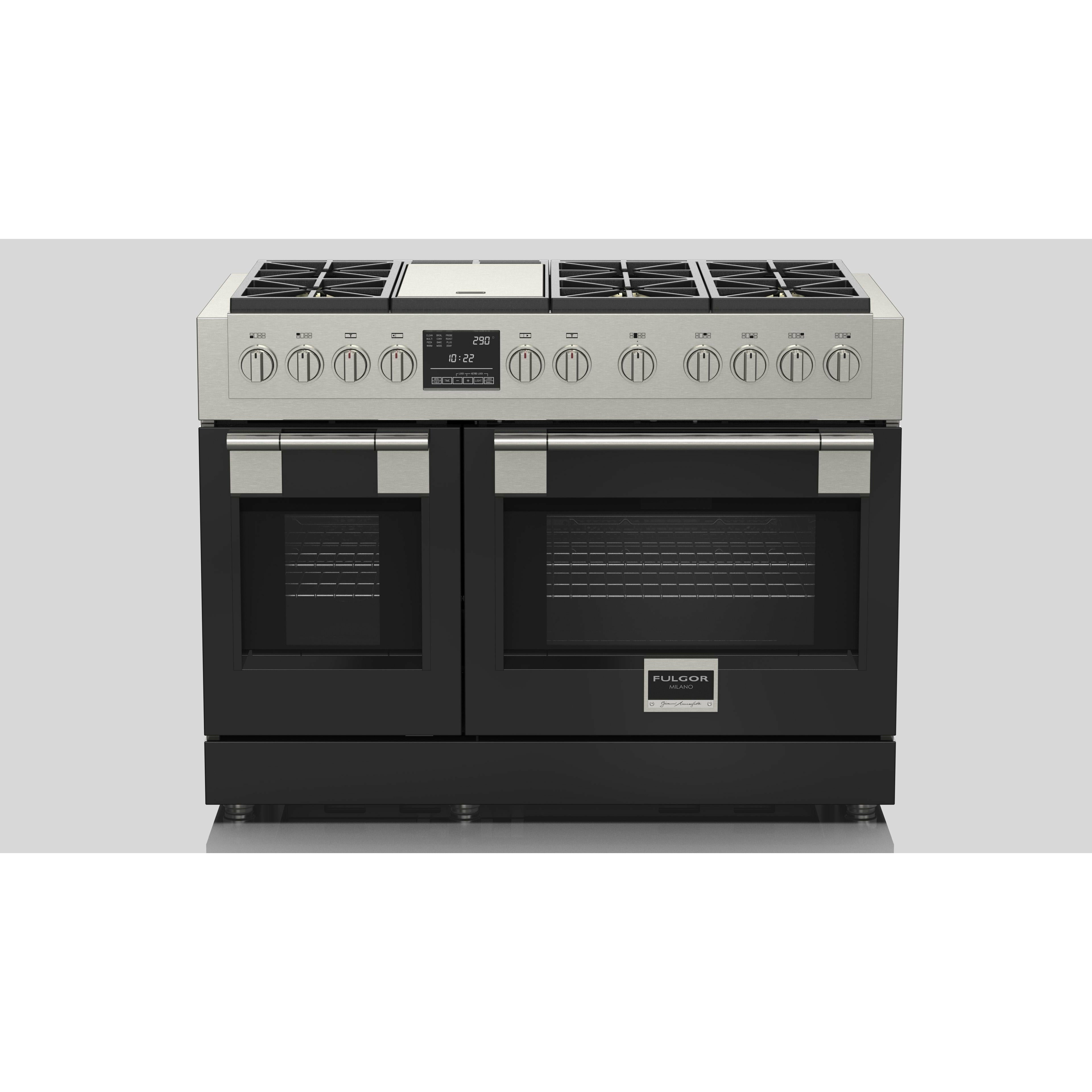 Fulgor Milano 48" Dual Fuel Professional Range with 6 Dual Flame Burners, 6.5 Cu. Ft. Total Capacity Stainless Steel - F6PDF486GS1 - The Home Selection