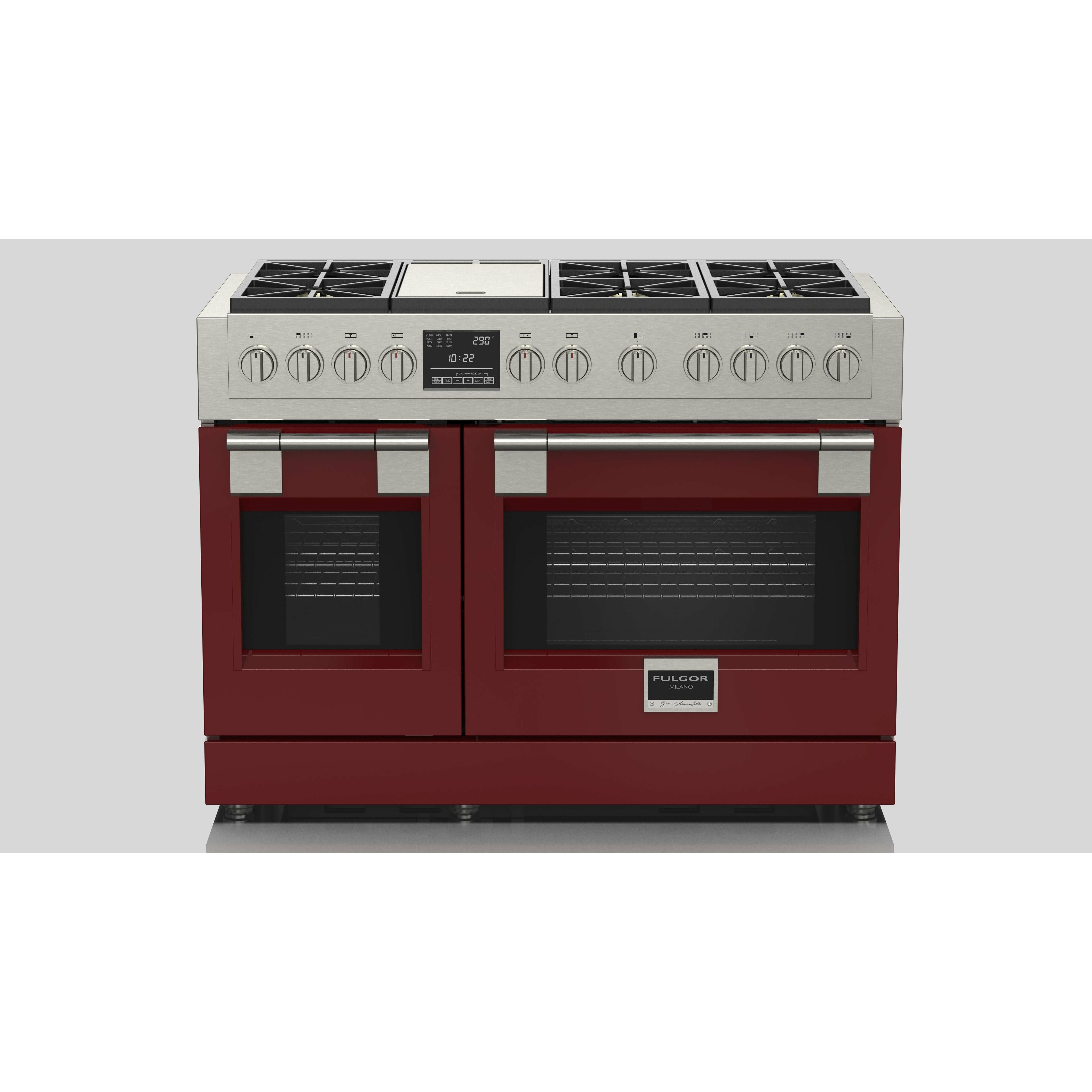 Fulgor Milano 48" Dual Fuel Professional Range with 6 Dual Flame Burners, 6.5 Cu. Ft. Total Capacity Stainless Steel - F6PDF486GS1 - The Home Selection