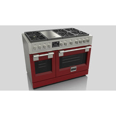 Fulgor Milano 48" Dual Fuel Professional Range with 6 Dual Flame Burners, 6.5 Cu. Ft. Total Capacity Stainless Steel - F6PDF486GS1 - The Home Selection
