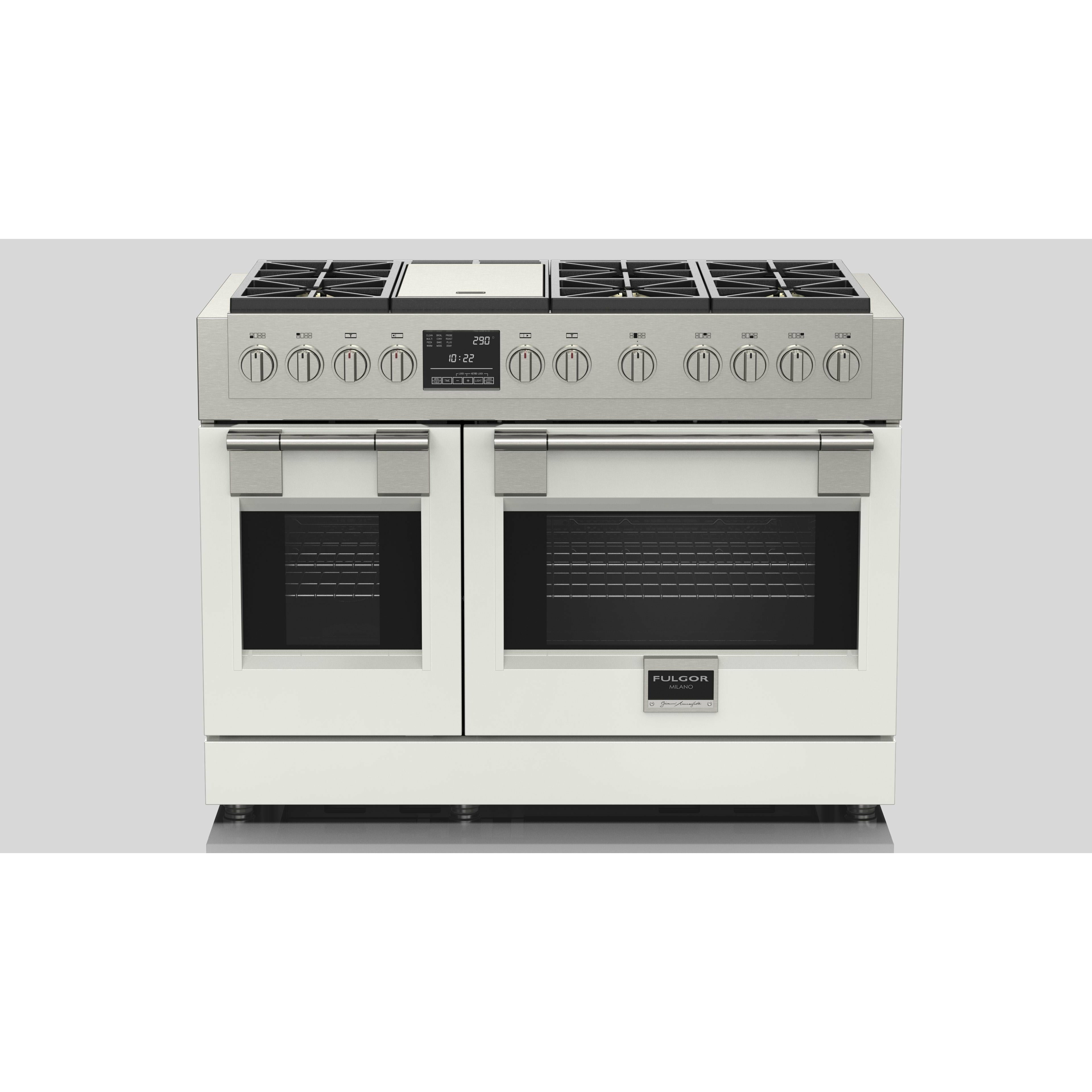 Fulgor Milano 48" Dual Fuel Professional Range with 6 Dual Flame Burners, 6.5 Cu. Ft. Total Capacity Stainless Steel - F6PDF486GS1 - The Home Selection