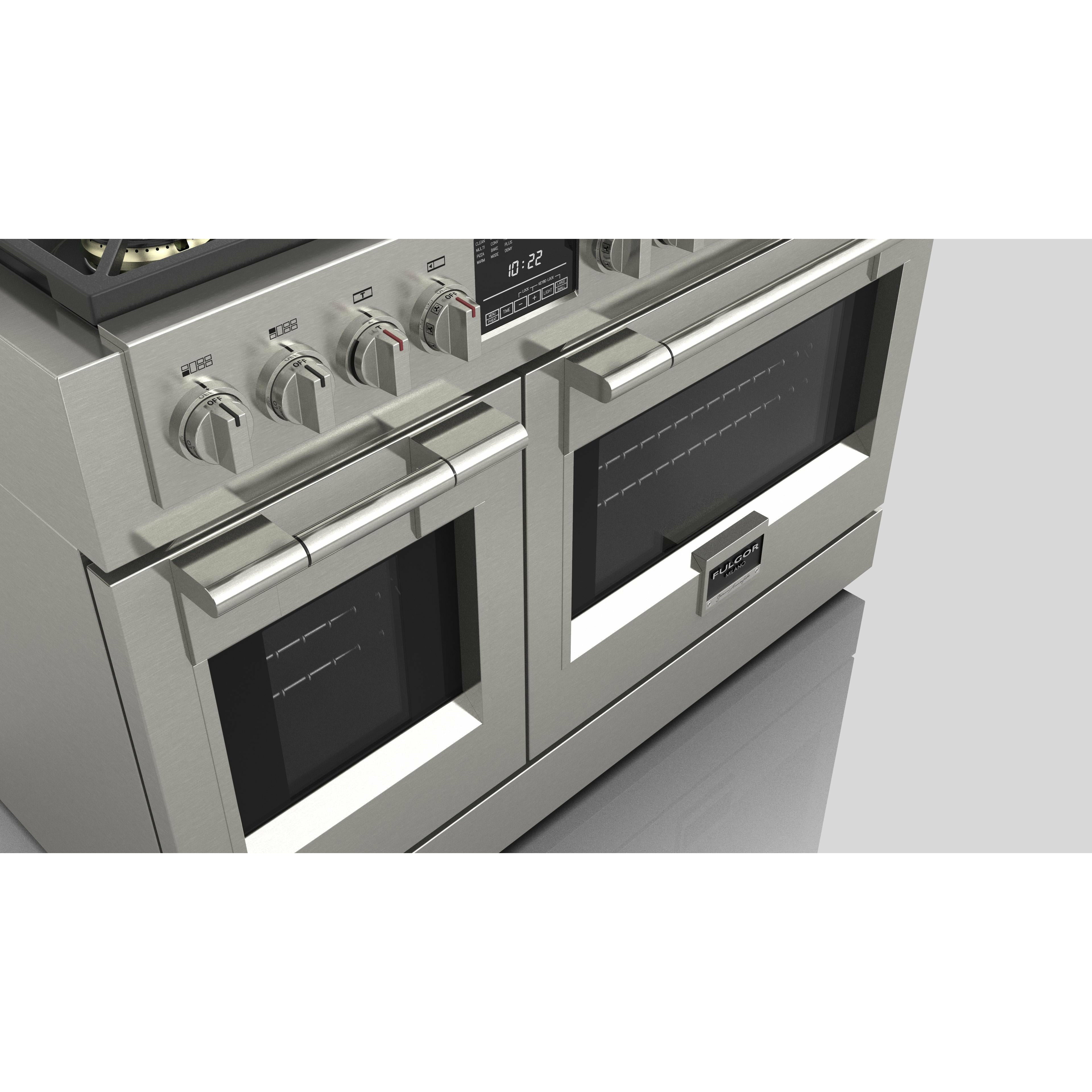 Fulgor Milano 48" Dual Fuel Professional Range with 6 Dual Flame Burners, 6.5 Cu. Ft. Total Capacity Stainless Steel - F6PDF486GS1 - The Home Selection