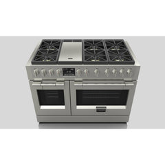 Fulgor Milano 48" Dual Fuel Professional Range with 6 Dual Flame Burners, 6.5 Cu. Ft. Total Capacity Stainless Steel - F6PDF486GS1 - The Home Selection