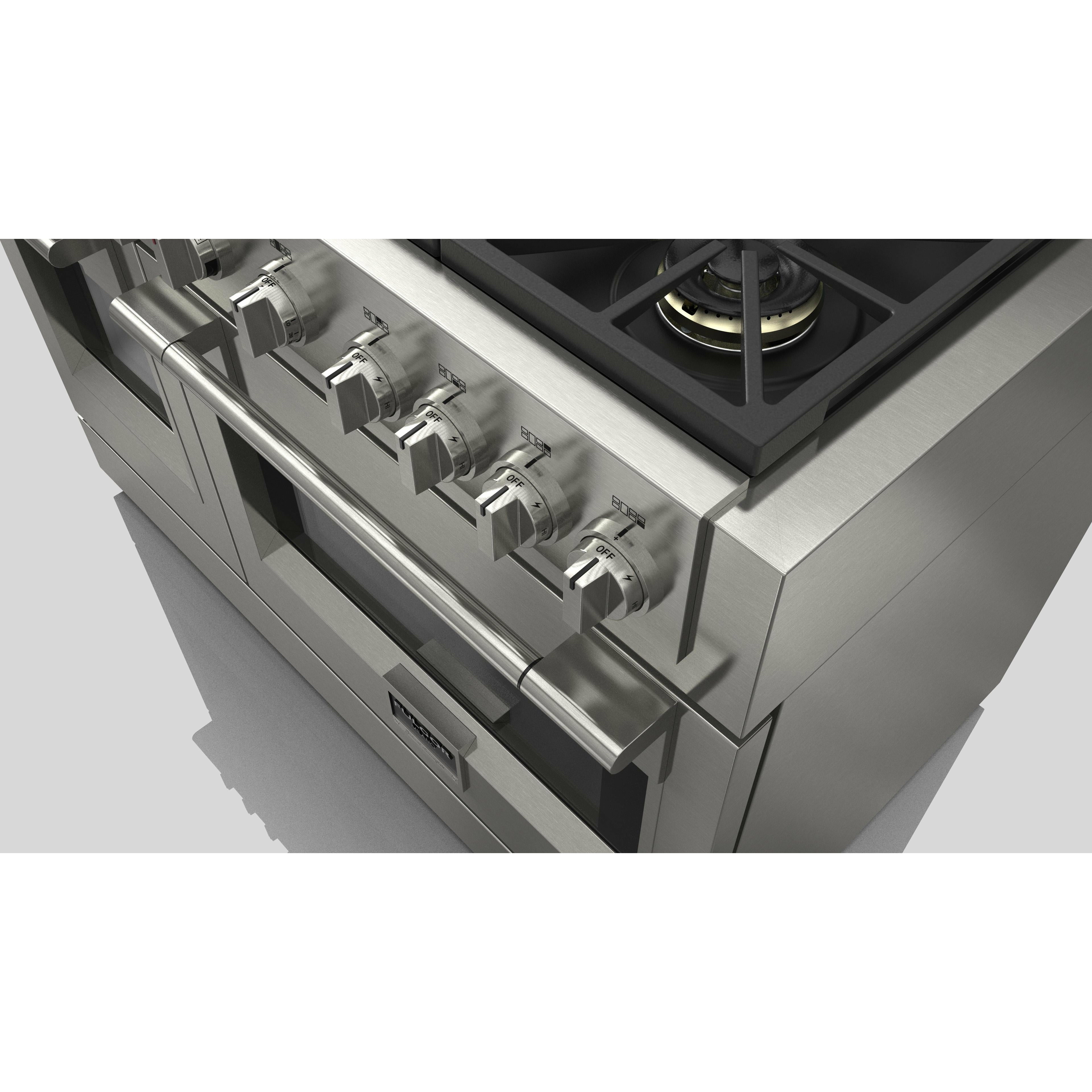 Fulgor Milano 48" Dual Fuel Professional Range with 6 Dual Flame Burners, 6.5 Cu. Ft. Total Capacity Stainless Steel - F6PDF486GS1 - The Home Selection