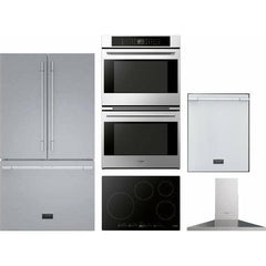 Fulgor Milano Package 30" Electric Double Wall Oven, 36" French Door Refrigerator, 30" Cooktop, 30" Wall Mount Hood and 24" Built-In Dishwasher - The Home Selection