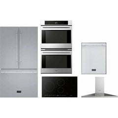 Fulgor Milano Package 30" Electric Double Wall Oven, 36" French Door Refrigerator, 36" Induction Cooktop, 36" Wall Mount Hood and 24" Built-In Dishwasher - The Home Selection