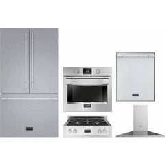 Fulgor Milano Package 30" Electric Wall Oven, 36" French Door Refrigerator, 30" Gas Rangetop, 30" Wall Mount Range Hood and 24" Built-In Dishwasher - The Home Selection