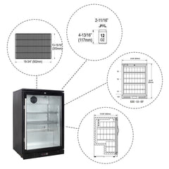 KingsBottle 24" Glass Door Back Bar Beer Fridge - KBU55BP