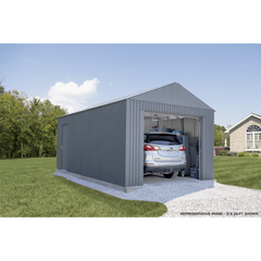 Sojag Everest Steel Garage, Wind and Snow Rated Storage Building Kit, 12 ft. x 15 ft. Charcoal - GRC1215