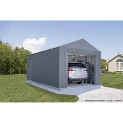 Sojag Everest Steel Garage, Wind and Snow Rated Storage Building Kit,, 12 ft. x 30 ft. Charcoal- GRC1230