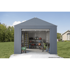 Sojag Everest Steel Garage, Wind and Snow Rated Storage Building Kit,, 12 ft. x 30 ft. Charcoal- GRC1230