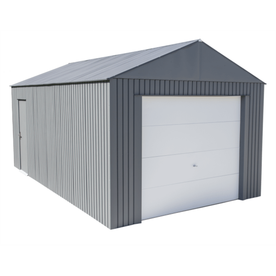 Sojag Everest Steel Garage, Wind and Snow Rated Storage Building Kit, 12 ft. x 20 ft. Charcoal - GRC1220
