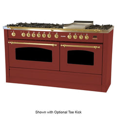 Hallman 60 in. Double Oven Duel Fuel Italian Range, LP Gas, Brass Trim - HDFR60BSLP